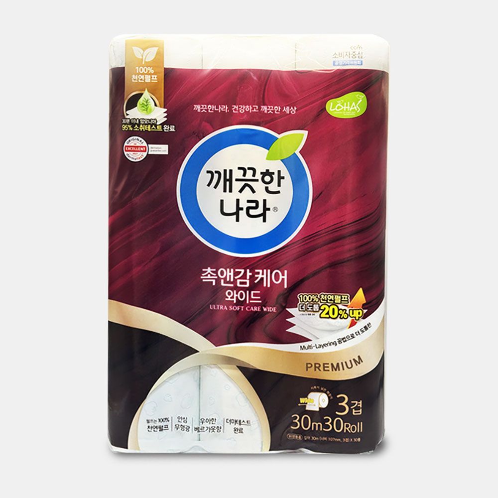 20% 더 도톰 촉앤감 와이드 롤 화장지 30미터 30롤