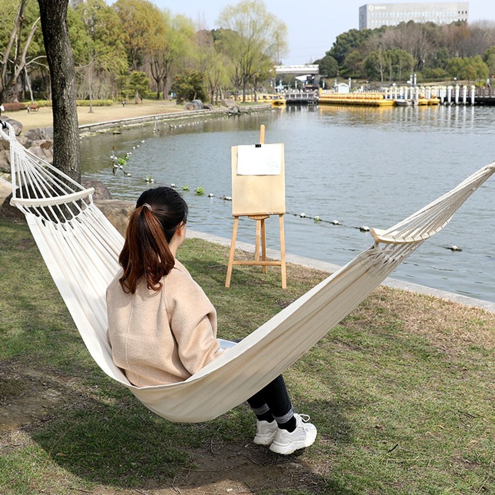 야외 캠핑 캔버스 소재 해먹 흔들 그물 와이드형