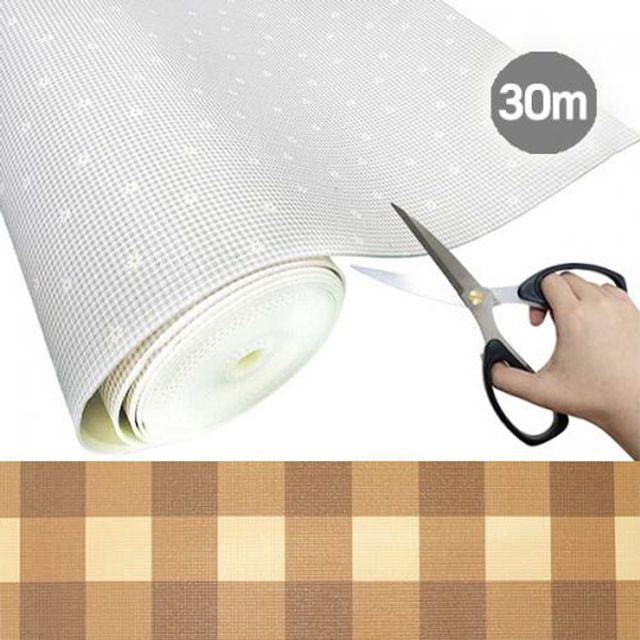 잘라쓰는 보온매트 체크사각브라운 폭200cm 1롤 30M