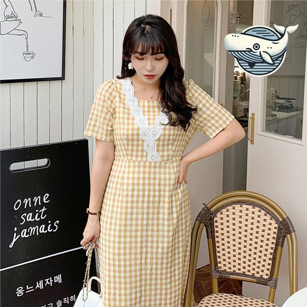 세련된 체크 원피스 러블리 여름 롱 원피스
