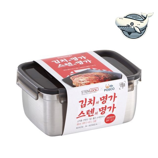 사각 스텐 김치 보관용기 3.4L 장의 넣는