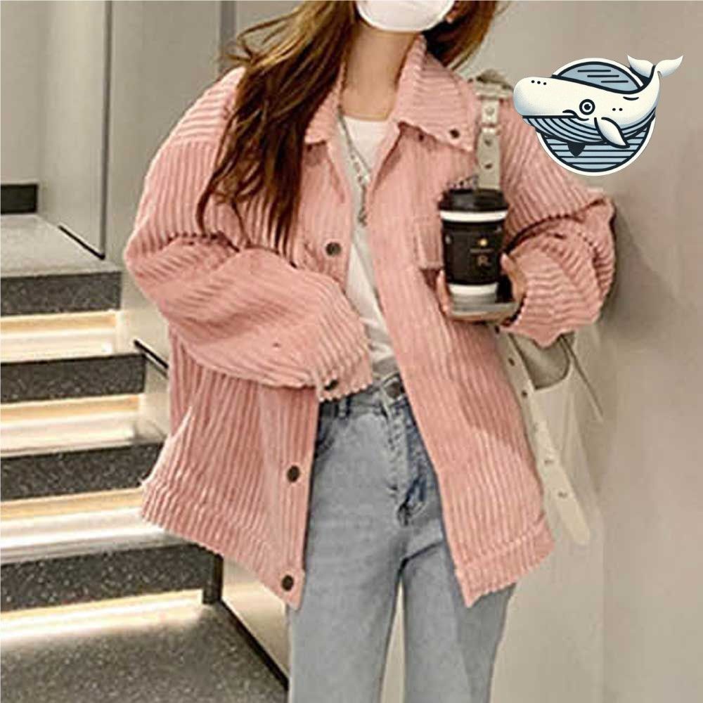 도시 감성 여성 핑크 코듀로이 자켓 캐주얼