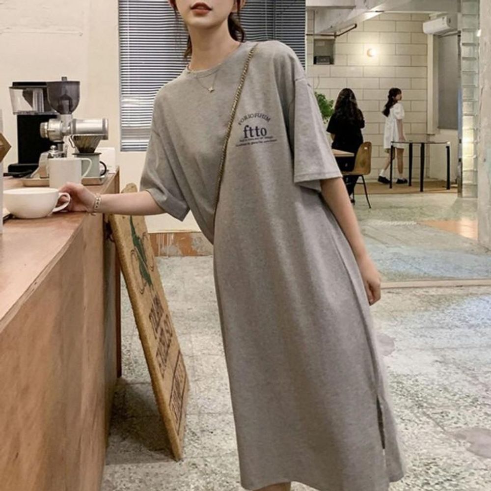 여성 데일리 반팔 원피스 1P 밑단트임 나들이 홈웨어