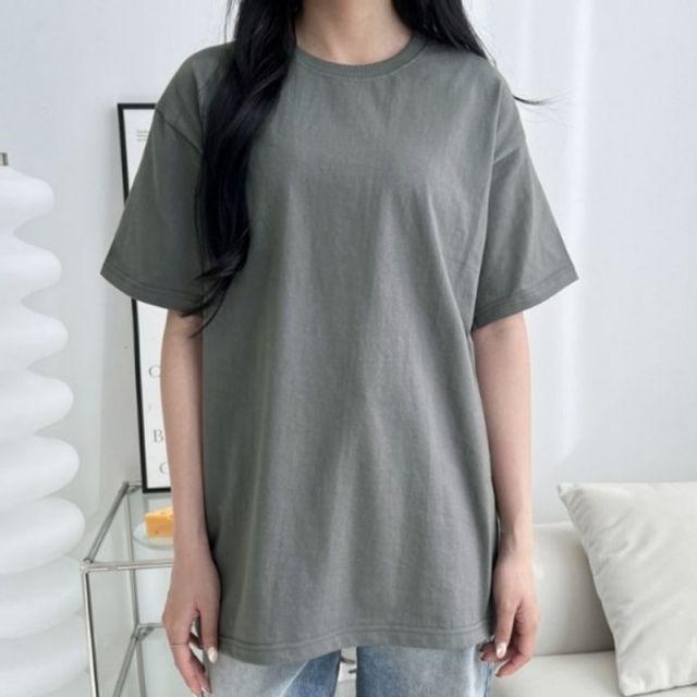오버핏 반팔 여자 기본 티셔츠 데이 데일리 무지 박스