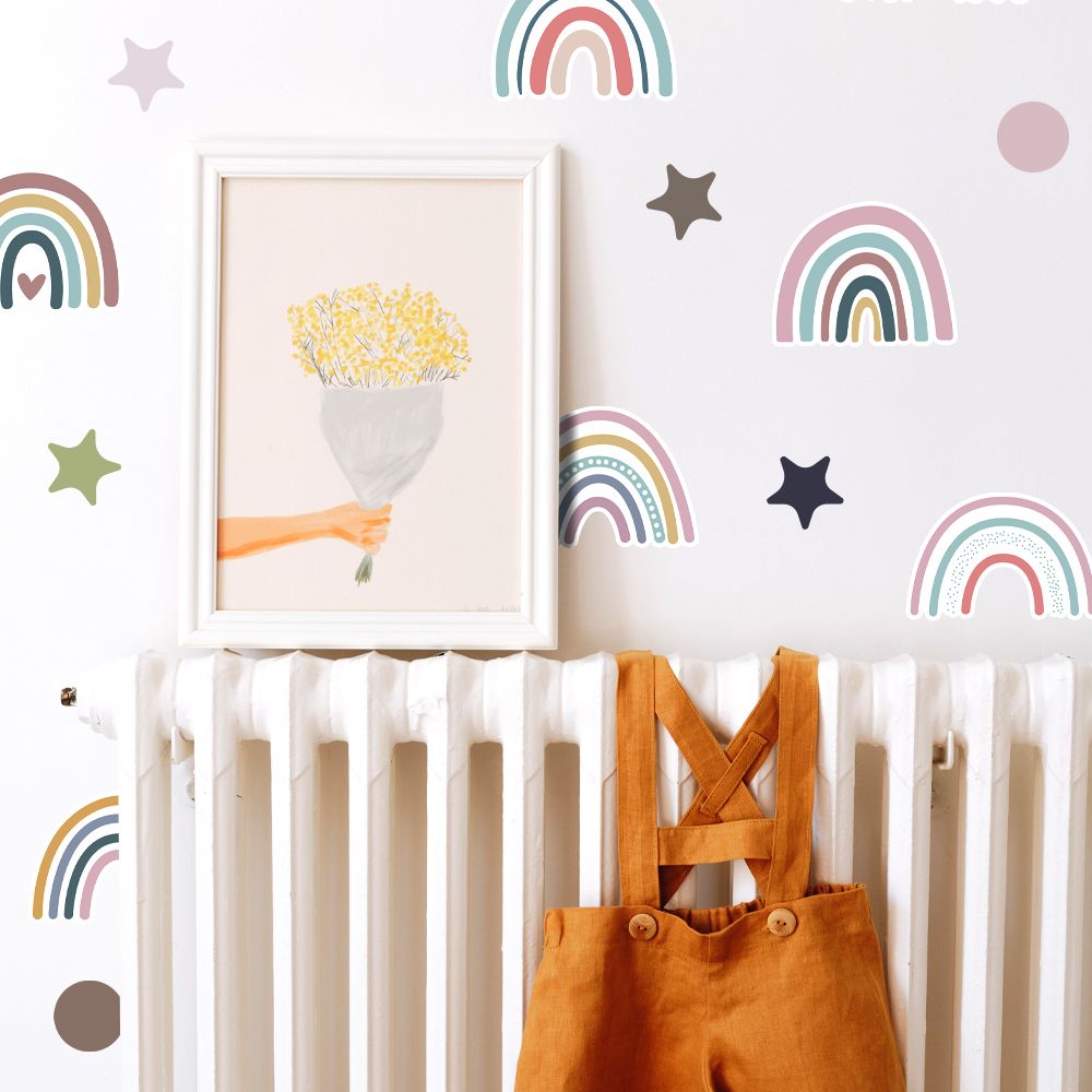 포인트 벽지 방꾸미기 스티커 데코 무지개 어린이집 아기방