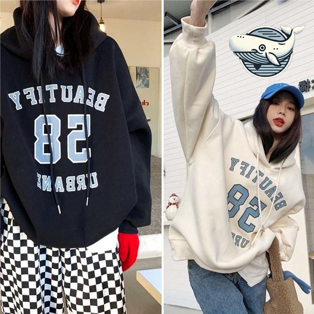 트렌디 여성 기모 후드티 오버핏 캐주얼 데일리
