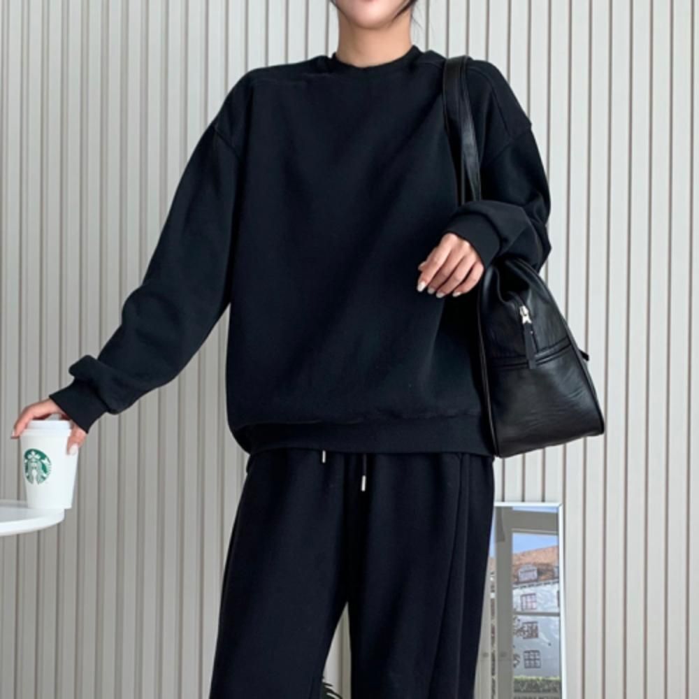 남녀공용 여자 피그먼트 도프 절개 맨투맨 여성긴팔