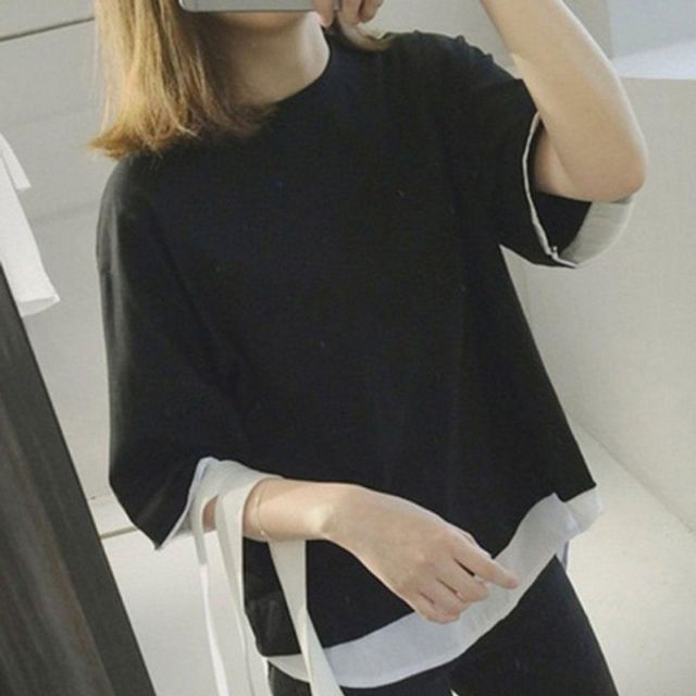 패션 여성 캐주얼 기본 여름 데이 레이어드 루즈핏 반