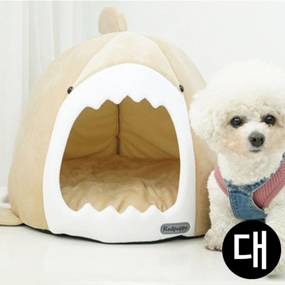 하우스 레드 똥강아지 (베이지) 개집 강아지집 쿠션 (