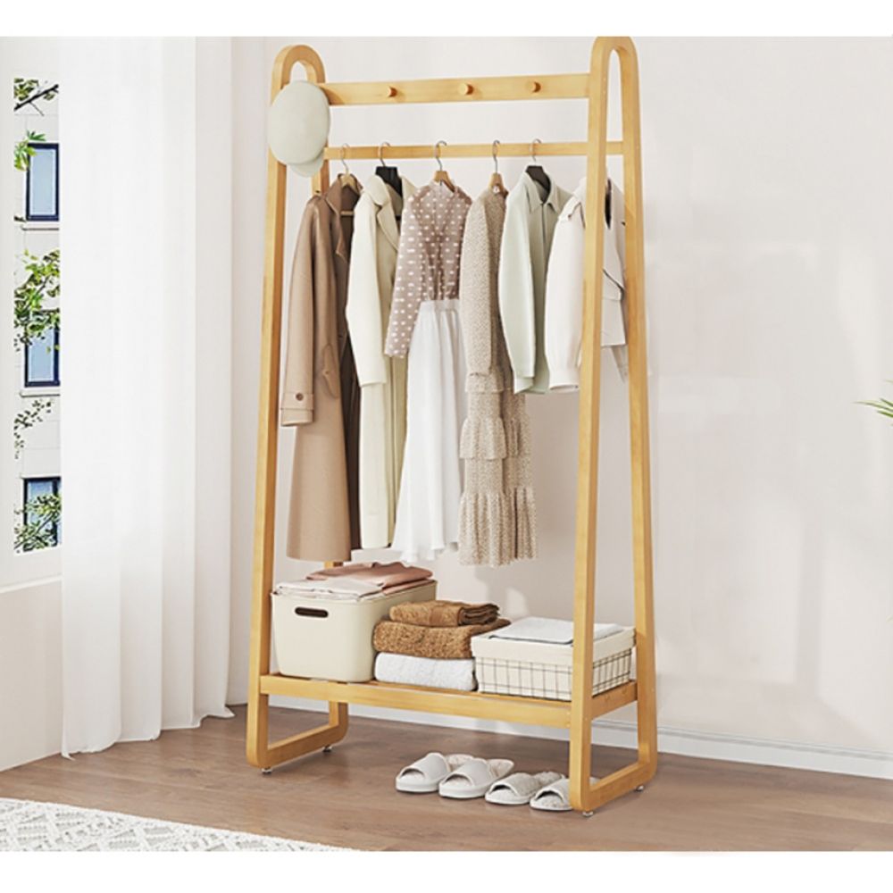 대나무 행거80cm 선반 오크