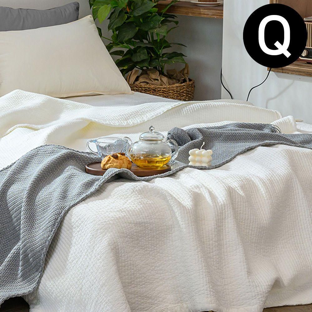 이불 순면 60수 피그먼트 워싱 스프레드 퀸 Q 화이트
