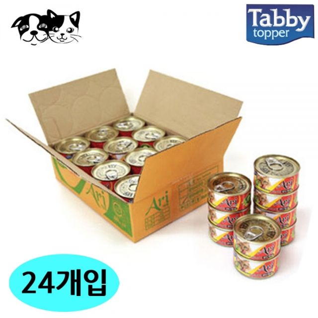 테비 아리 고양이 캔 80g (참치.헤어볼) (24개입) (1