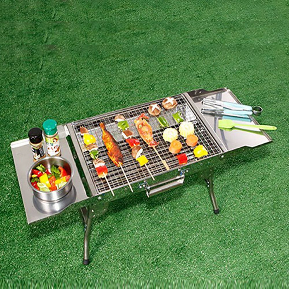 실버 바베야외 BBQ 캠핑용 숯불 그릴 휴대용
