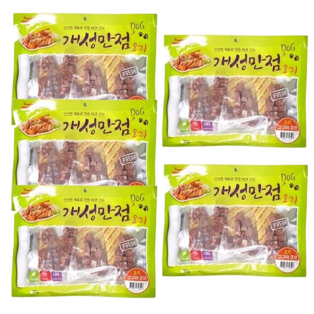 강아지 고구마 오리 일상 큐브 300g 5P 반려견 육포