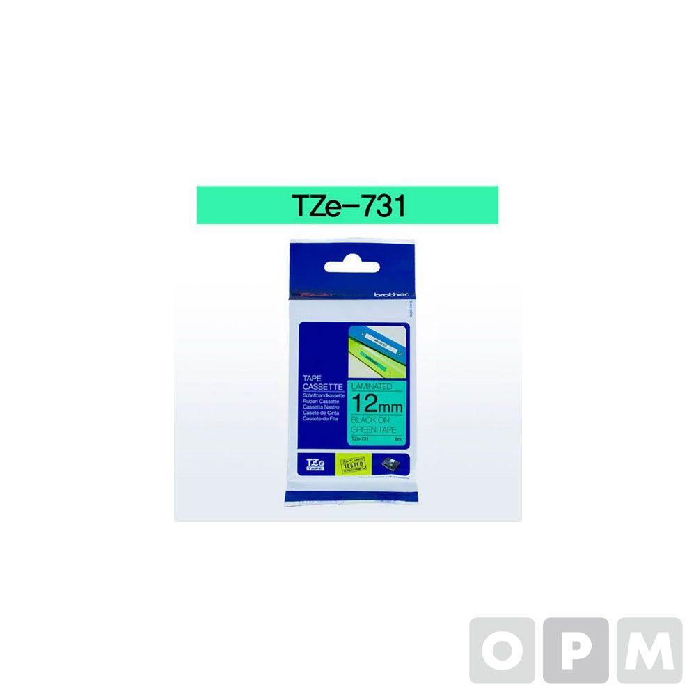 테이프카트리지(TZe-731 12mm 녹색 흑색문자)