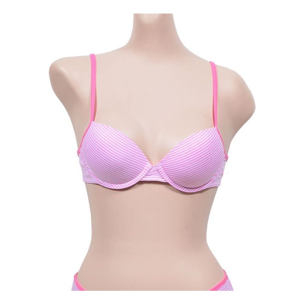 브라 핑크 A컵 컵 볼륨브라 뽕브라 줄무늬 왕