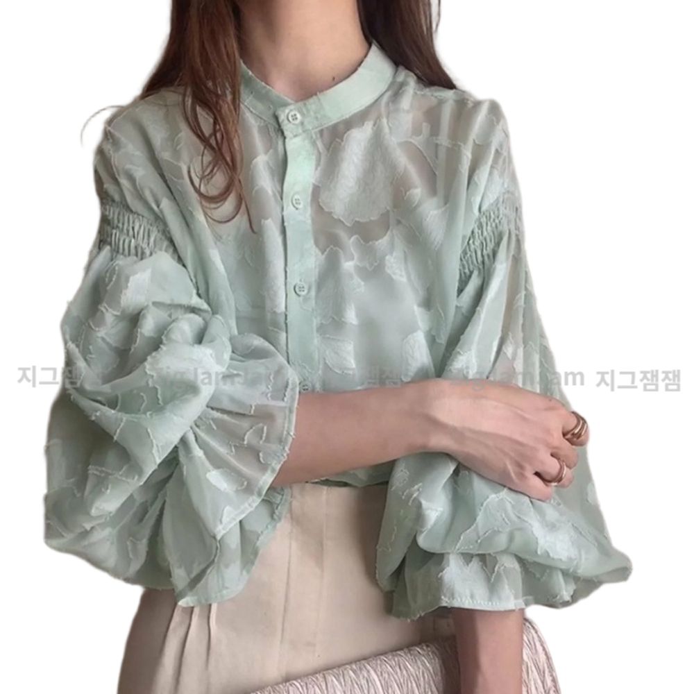 지그잼잼 여성블라우스 인디그린 레이스
