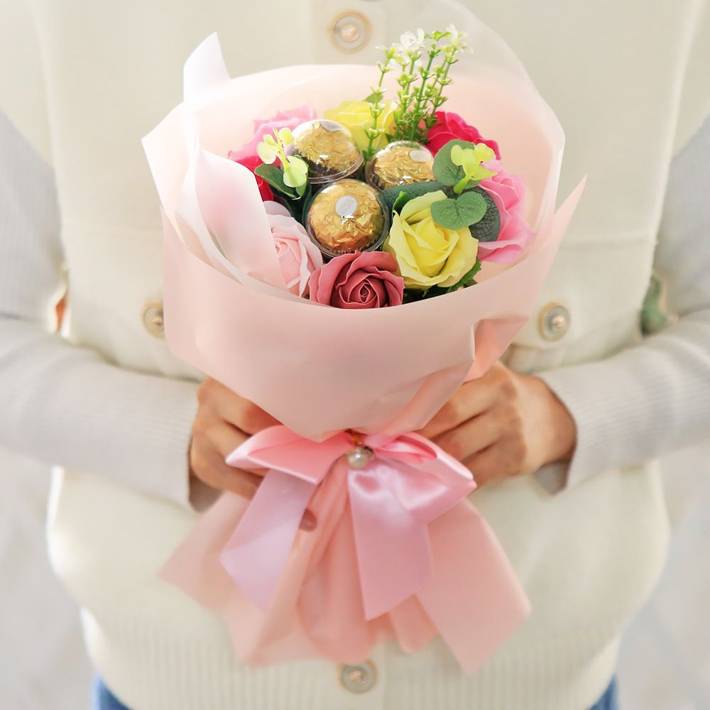 로사 페레로로쉐 꽃다발 핑크 초콜릿 사탕 선물 부케