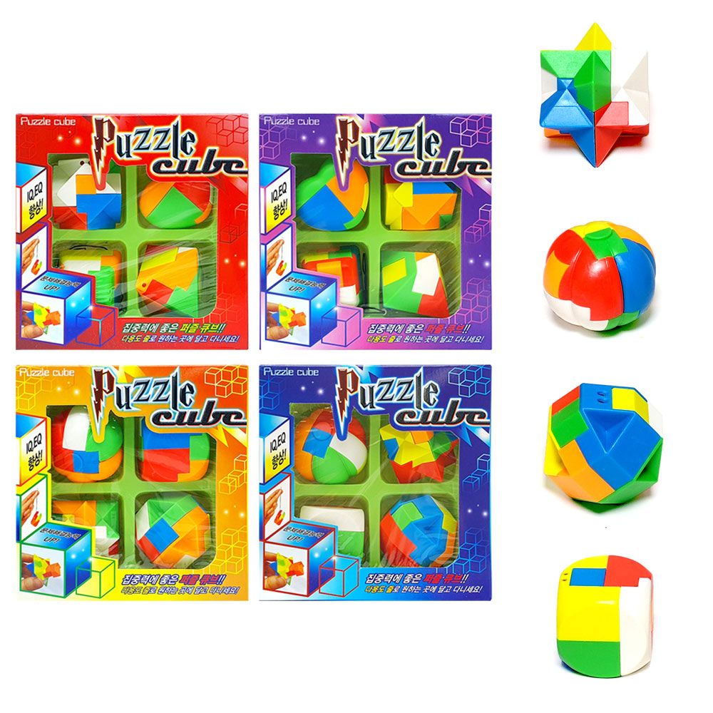 아이티알,NE 퍼즐큐브 4개(혼합) 두뇌발달 학습 퍼즐장난감 판촉물