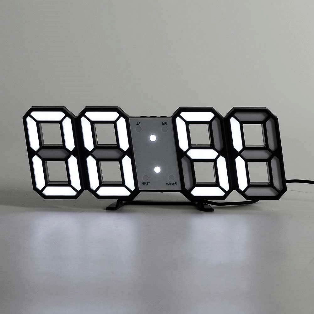 LED 스마트 벽시계 블랙화이트 화장대 리모컨 온도