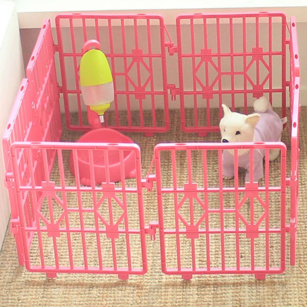 강아지 소형 울타리 일상 핑크 8P 애견 반려견 조립