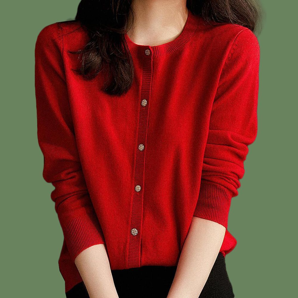 GLINE 숏 넥 봄 무배 금장 예쁜 카디건