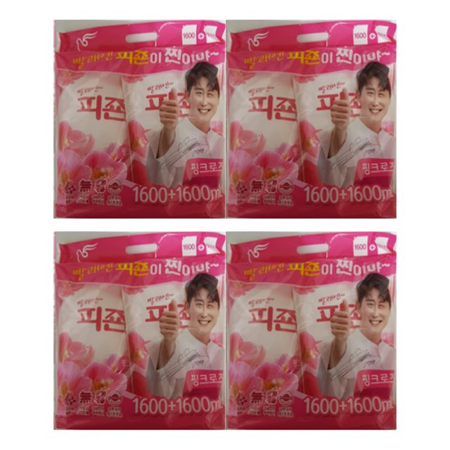 피죤 핑크로즈 1600ml+1600ml 리필 4개입