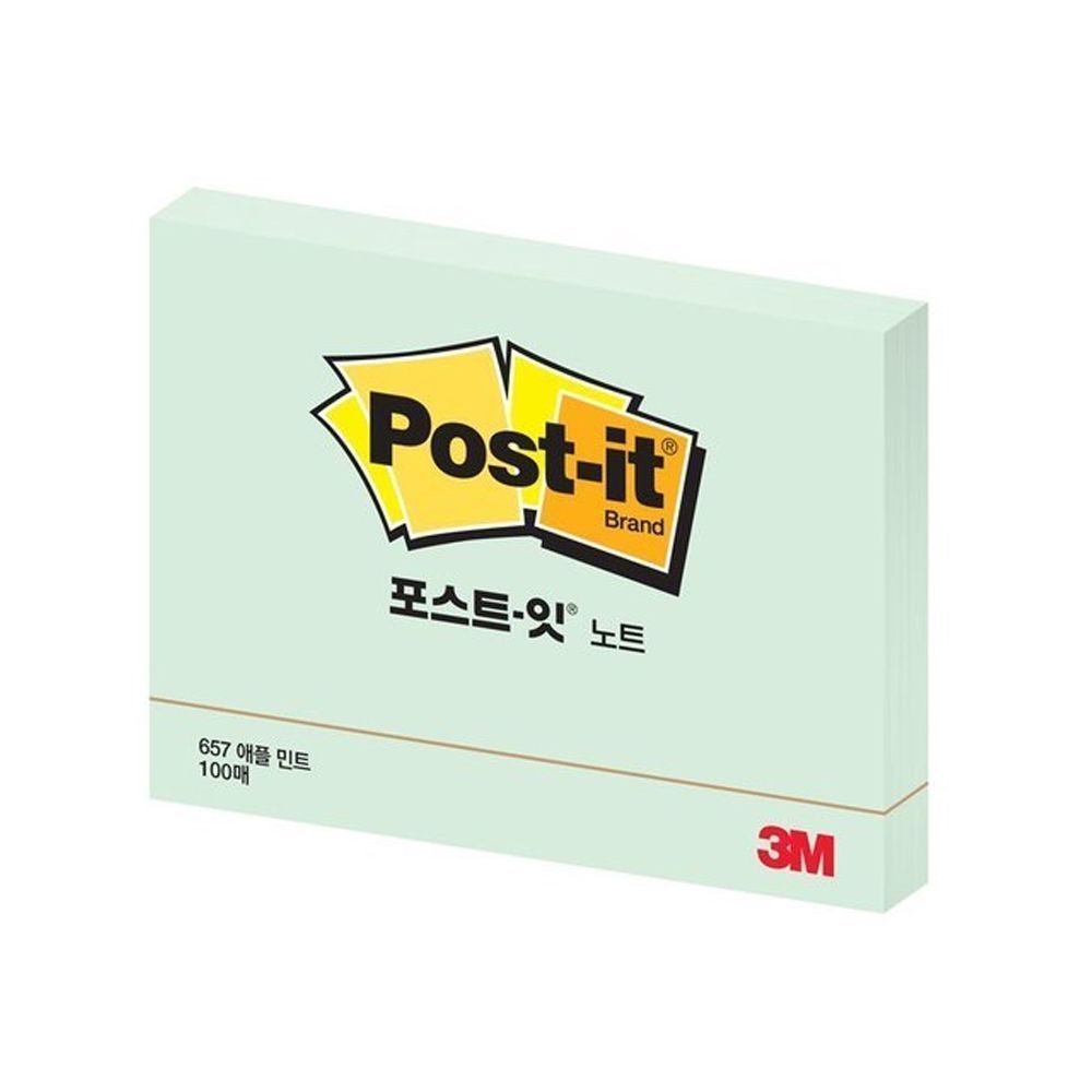 3M 포스트잇 일반 657 애.플민트 76x102 90매 (15개)