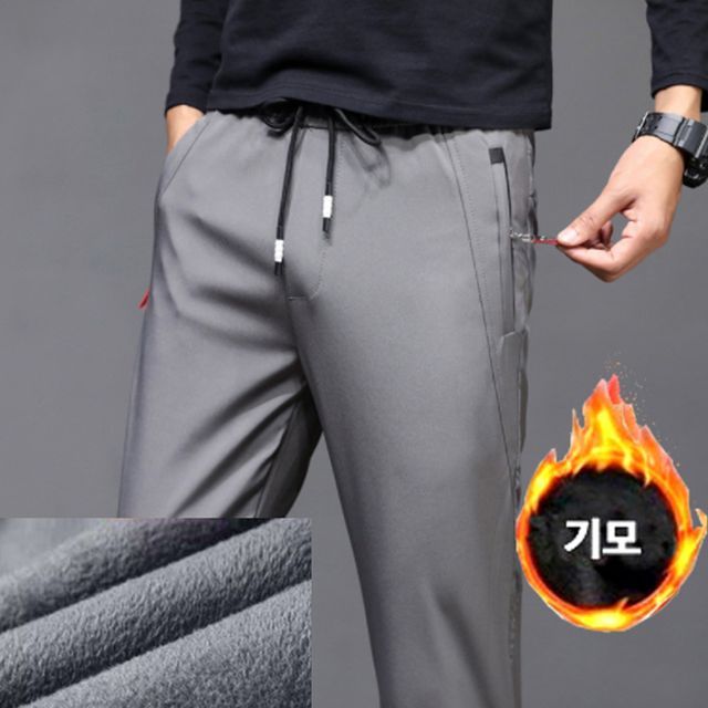 3컬러 허리밴딩 팬츠 남성 기모 안감 편한 외출 바지