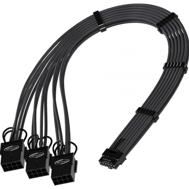 12VHPWR to PCI-E 8핀x3 변환 슬리빙 케이블 0.3m블랙