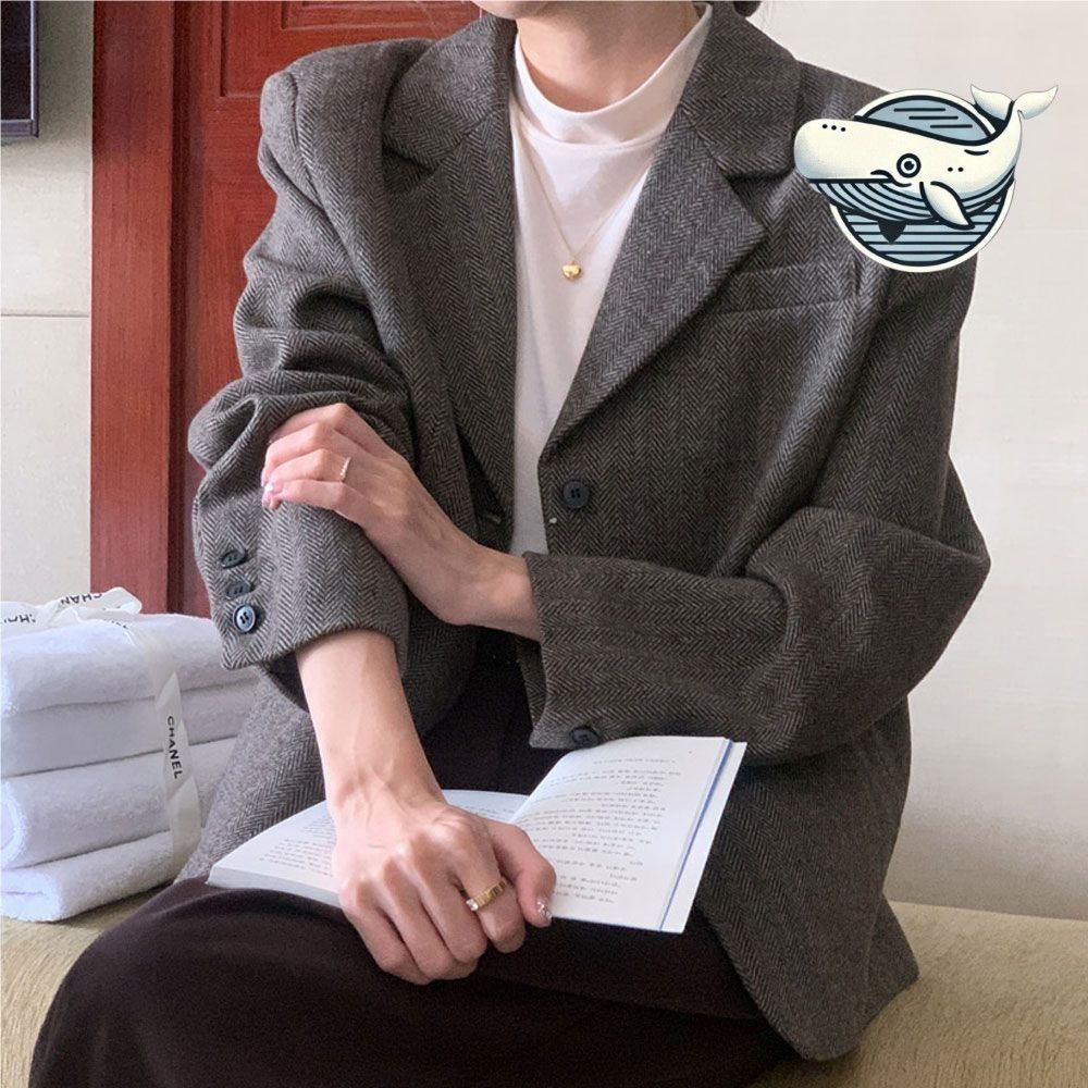 스타일리시 데일리 헤링본 블레이저 클래식