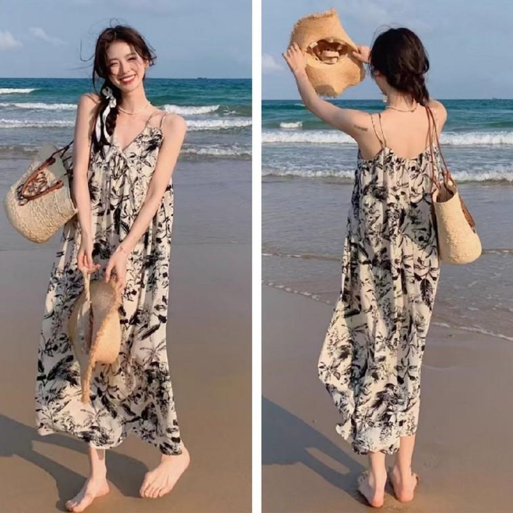 끈나시 브이넥 원피스 D54