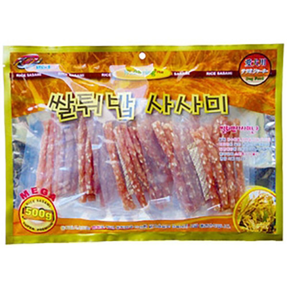 강아지 쌀튀밥 스틱 사사미 500g 5P 애견 덤벨 껌
