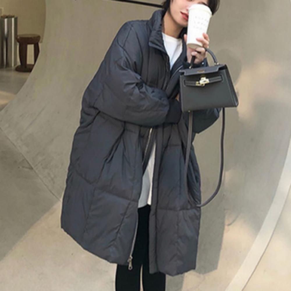 하이넥 재킷 롱패딩 면패딩 여성 루즈핏