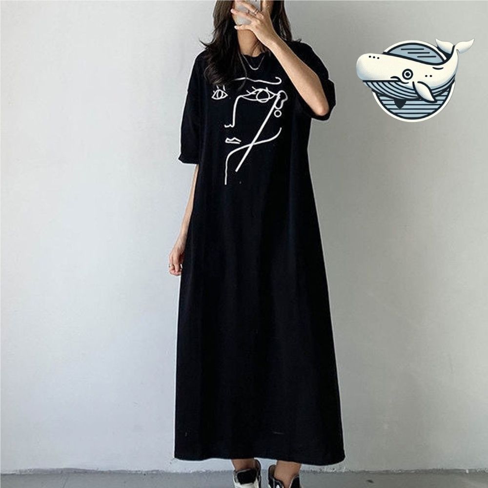 여름 데일리 롱 원피스 반팔 프린트 홈웨어