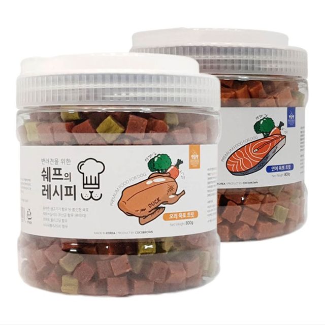 강아지 칭찬 영양간식 소프트츄 오리연어 2종트릿