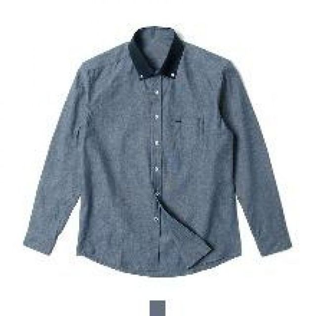 네이비 슬림핏 카라배색 남성 셔츠 95~120