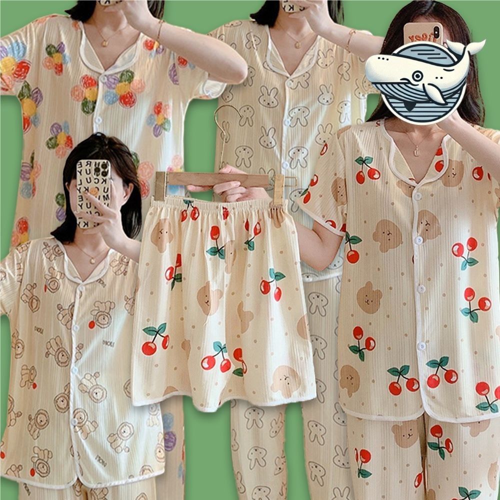 여성 귀여운 반팔 바지 잠옷 홈웨어 3종 패턴
