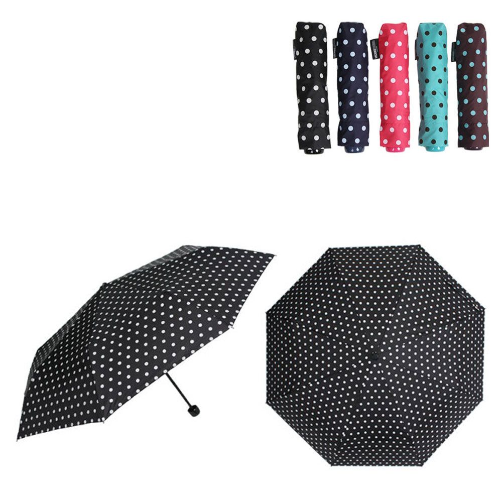 3단 수동 도트 땡땡이 접이식 우산 패션우산 (랜덤)