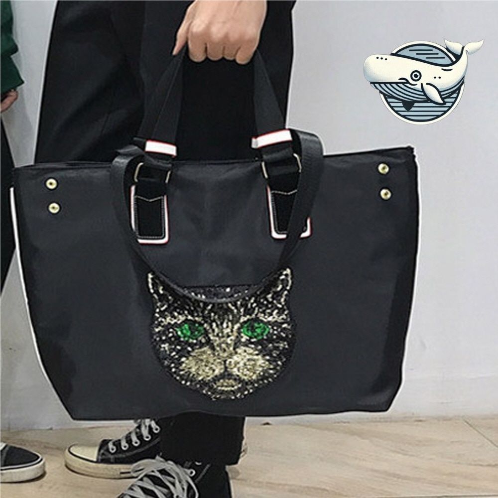 블랙 고양이 스팽글 숄더백 초록눈 디자인