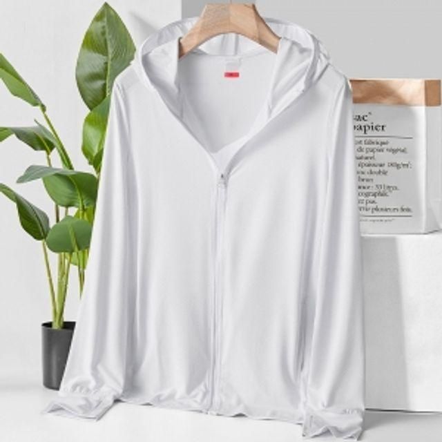 썸머룩 화이트 남성 여름점퍼 XL 후드집업 자외선차단