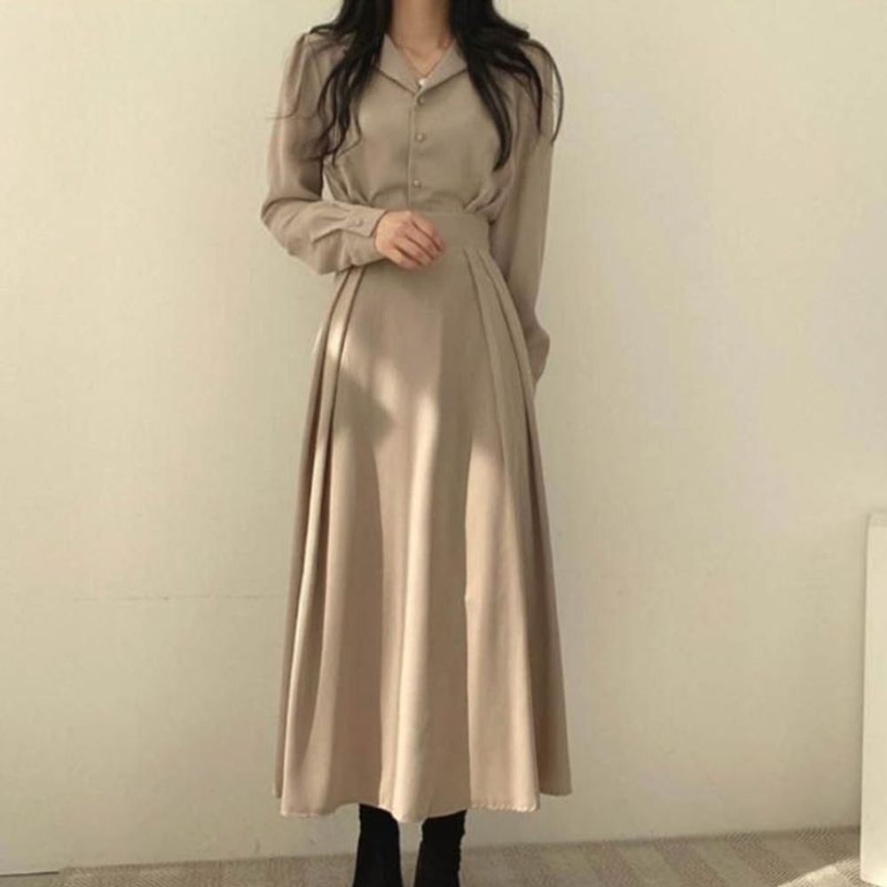 퍼지는 하객원피스 캐주얼원피스 실루엣이 롱원피