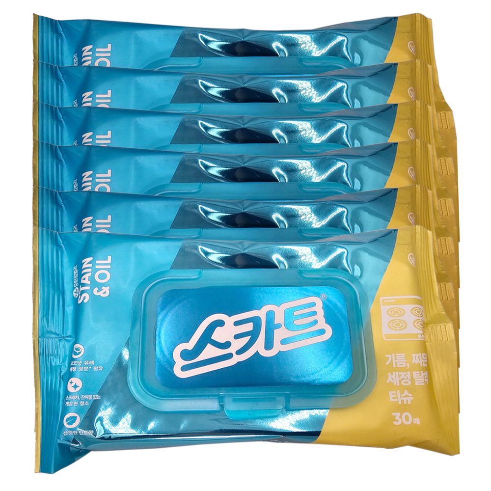 스카트 기름 찌든때 세정티슈 30매x6개