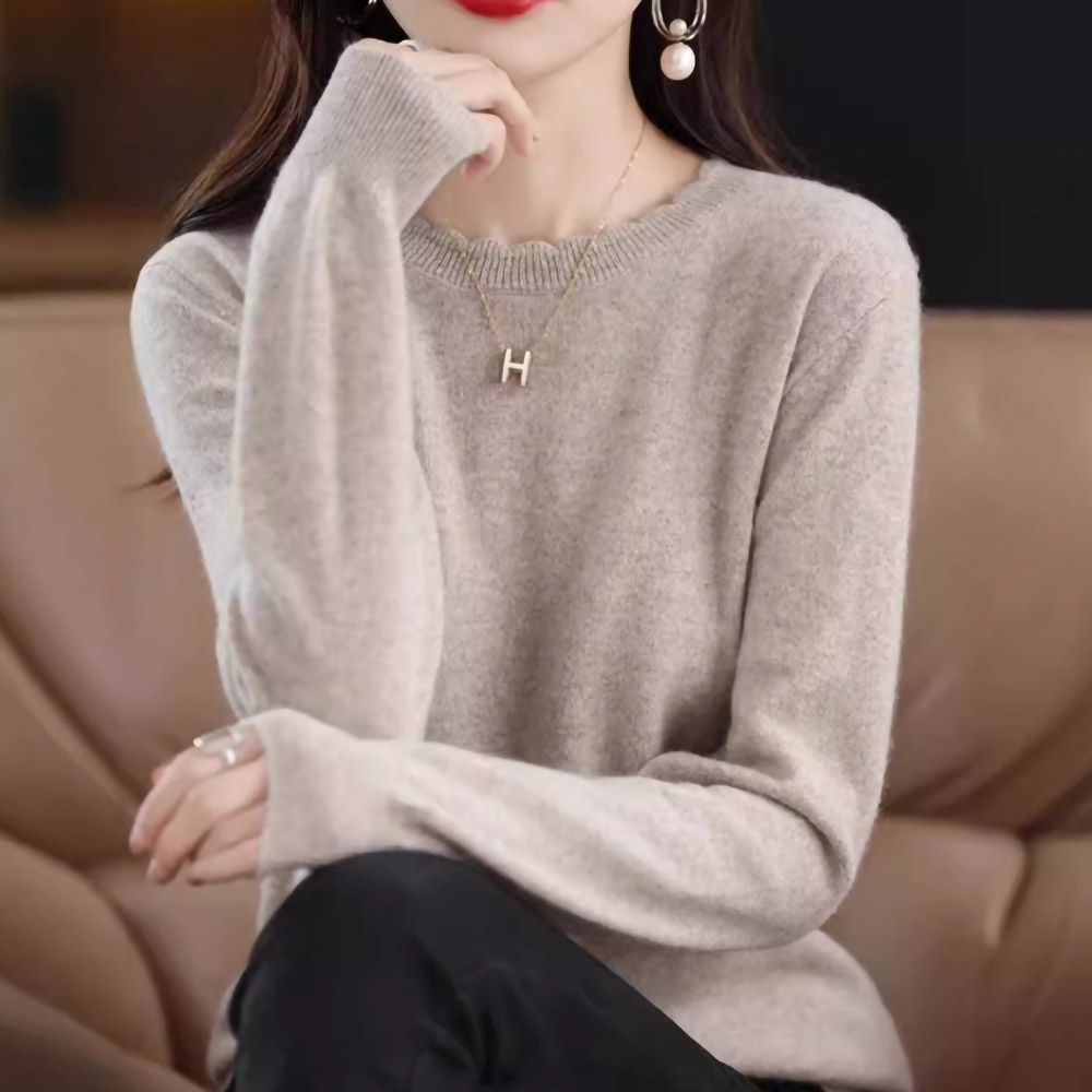 꽈배기 여자 물결 라운드넥 넥라인 여성 오버핏
