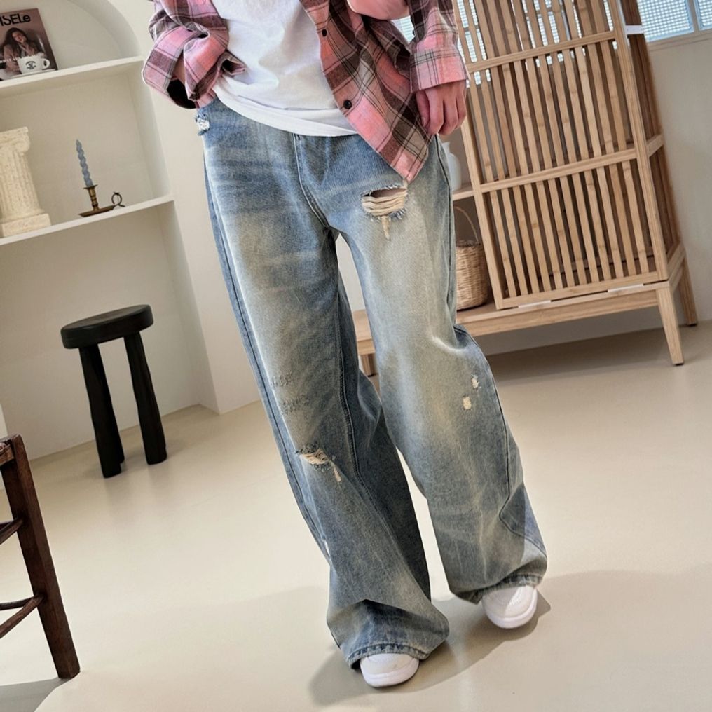 여름바지 여성 여름 여성팬츠 데님팬츠 연청바지