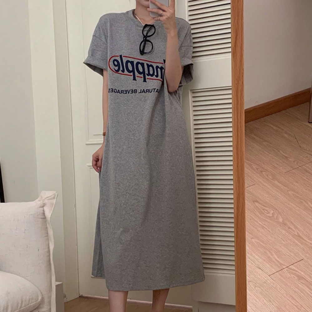 라운드넥 루즈핏 롱 원피스 캐주얼 여유핏 홈웨어룩