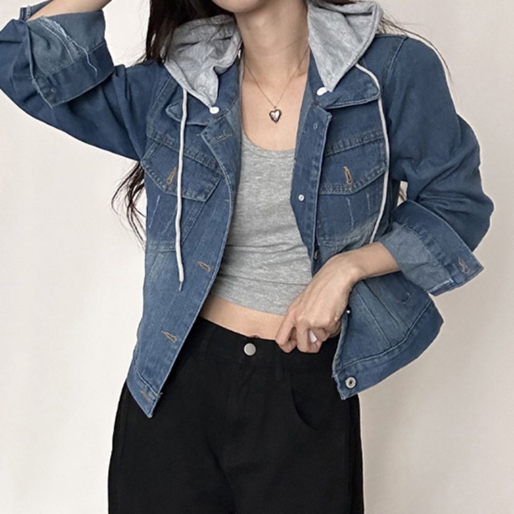 2컬러 후드 청 청자켓 탈부착 자켓 캐주얼 털