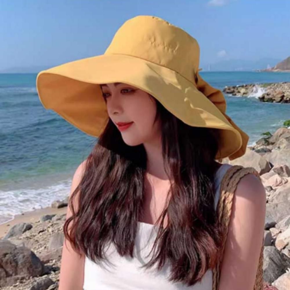 빅사이즈 벙거지 모자 여성 여름 바캉스 리본