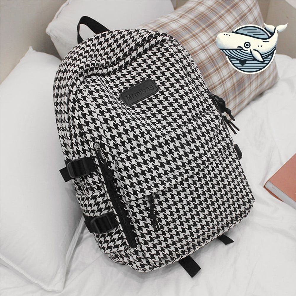 하운드 체크 패턴 멀티 백팩 여대생 편한