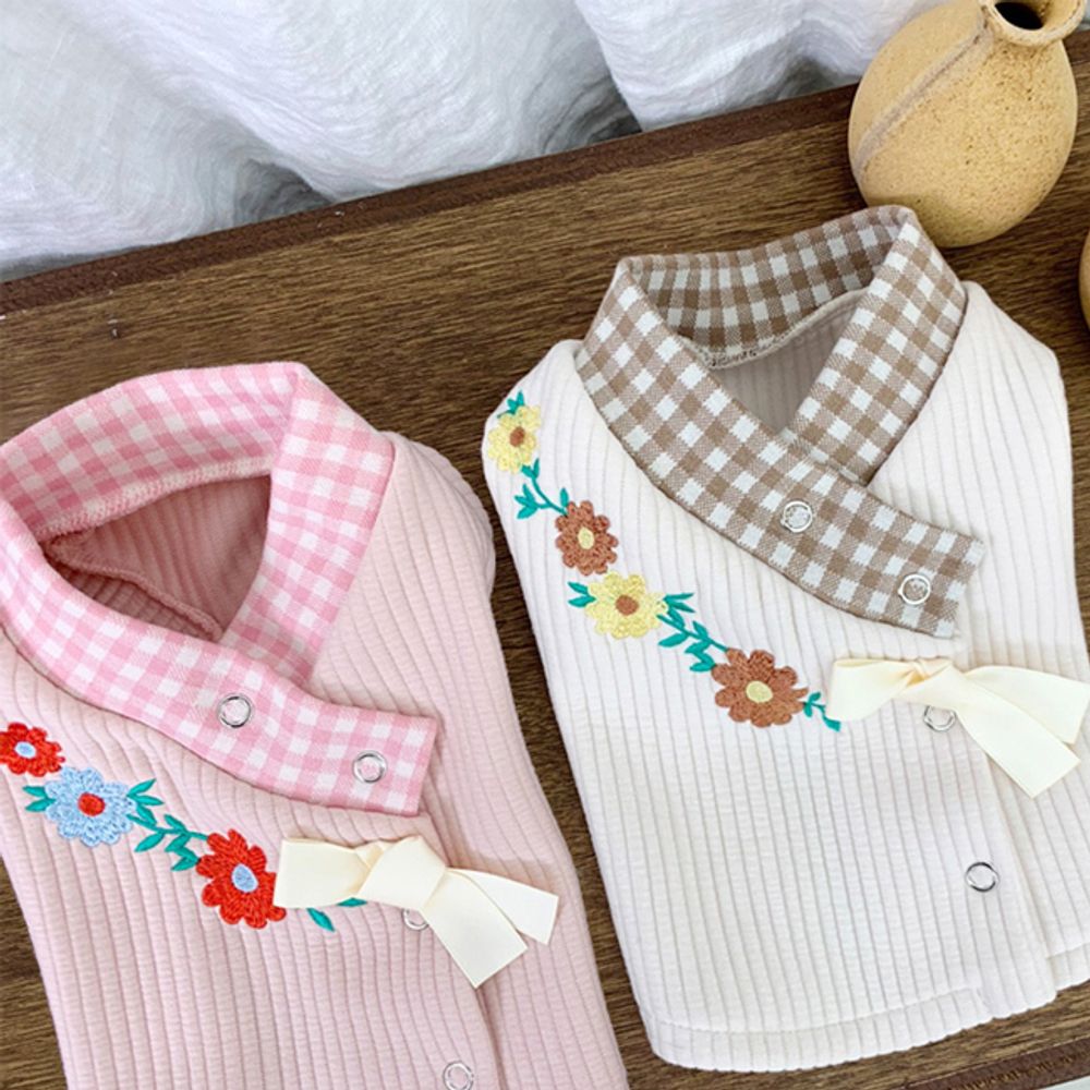 강아지 꽃수 배자 한복 2XL 1P 반려견 명절 티셔츠